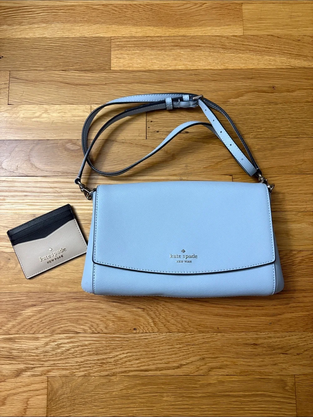 kate spade light blue crossbody with cardholder